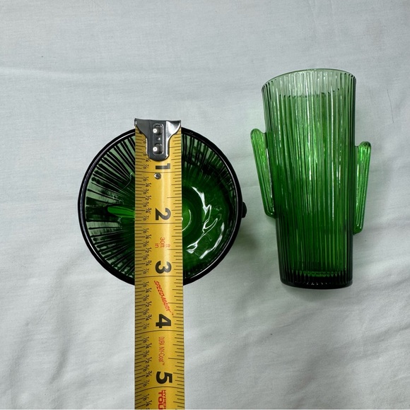 RARE Vintage Libbey Saguaro Cactus Glass Green Tumbler 16oz Highball Set of 2 - Picture 5 of 7